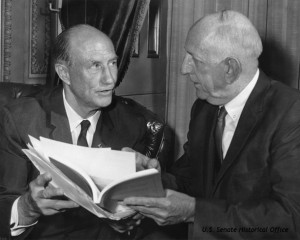 Senators Strom Thumond of South Carolina and Richard Russell of Georgia opposed the Civil Rights Act of 1964. credit: U.S. Senate Historical Office