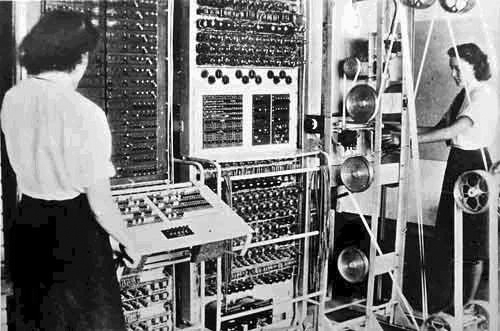 The Colossus computer, used to break codes during World War II, 1943. On Wikipedia.