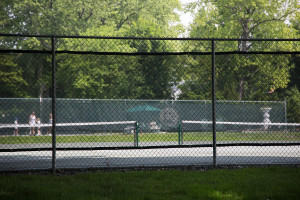 Tennis courts at the Richmond County Country Club, preserved by conservation easement, which paid the country club $3 million for its property, sheltered it from real estate taxes, and allowed it to manage the land for 99 years. In exchange, the country club has to maintain the property as an open space, although not necessarily one that is open to the public (Aaron Kreiswirth, 2015).