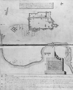 Plan of the Alamo, drawn by José Juan Sánchez-Navarro in 1836. José Sánchez-Navarro Papers, The Center for American History, The University of Texas at Austin; CN 01579a.
