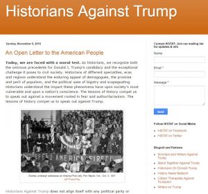 Historians Against Trump inspired a controversy over whether historians should publicly offer political opinions.