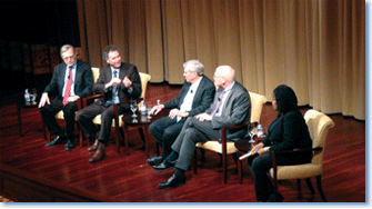 In a panel discussion at the National Archives, Eric Foner, Edward Ayers, James McPherson, James Oakes, and Annette Gordon-Reed discuss the legacy of the Emancipation Proclamation. Photo by Vanessa Varin.